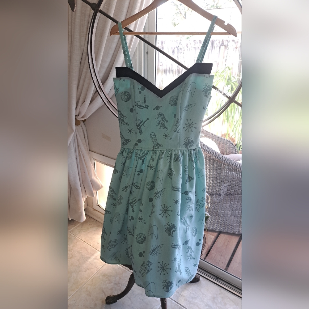 Retro Print Mint Dress